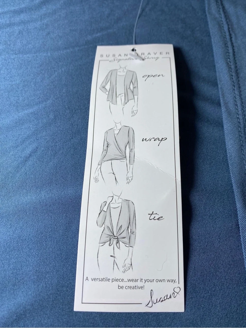 Susan Graver Weekend Blue Signature Shrug Open Front Cardigan Medium Rayon